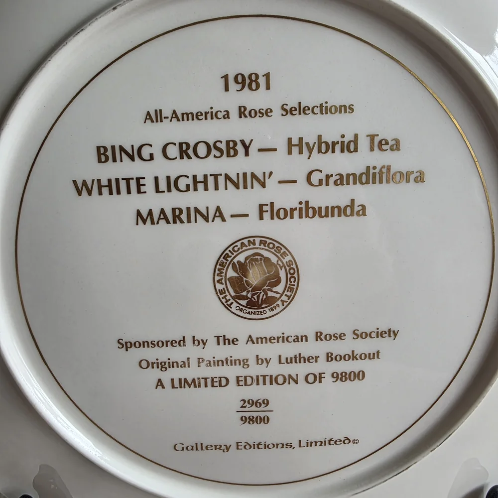 Vintage Bing Crosby 1981 Red Rose Decorative Wall Plate.